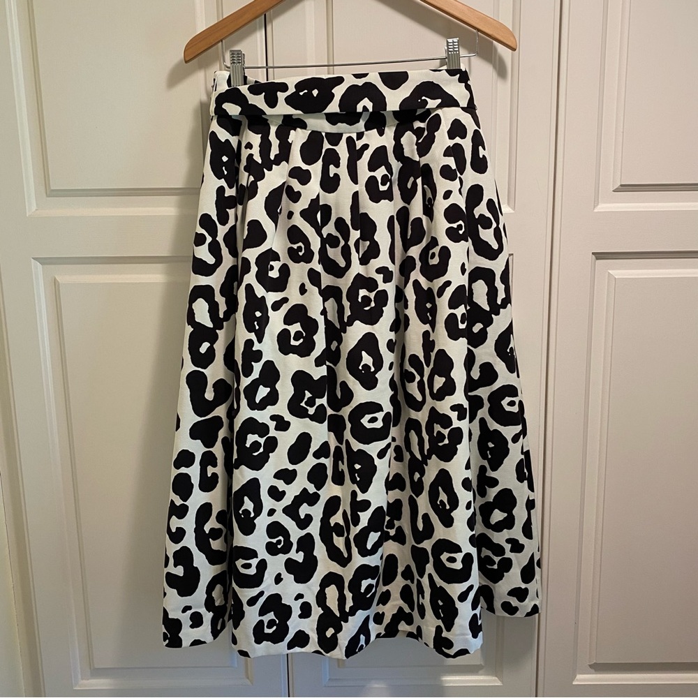 NWT Talbots Pleated Tie Waist Midi Leopard Skirt - Picture 5 of 8